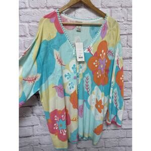 Sigrid Olsen Women's Multicolor Floral Button Up Cardigan Sweater SZ 3X NWT